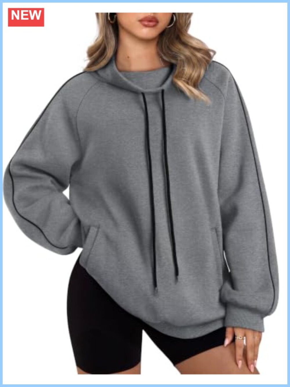 Mock Neck Sweatshirt Long Sleeve Pullover with Pockets Fleece Lined Casual Top